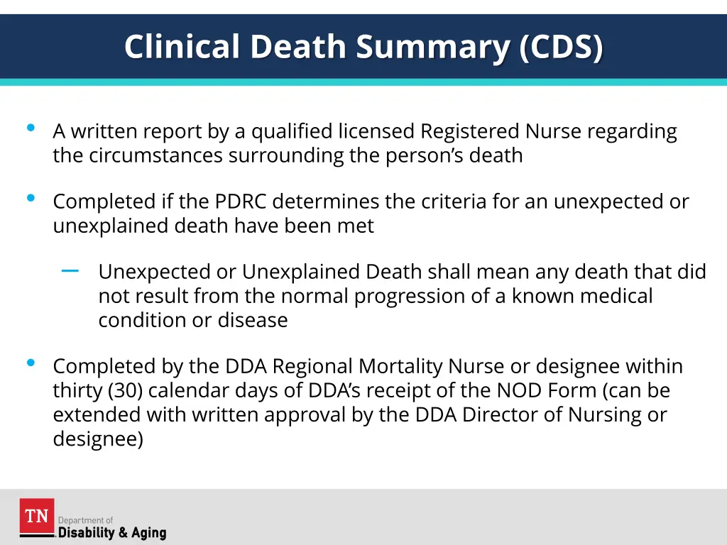 clinical death summary cds