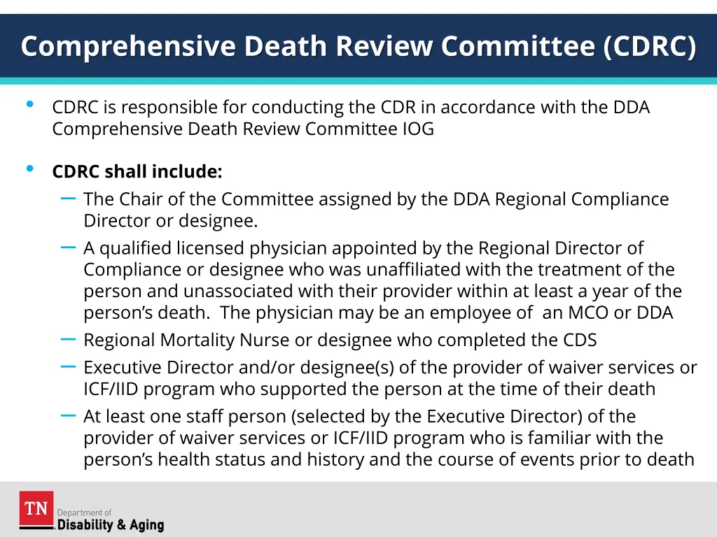 comprehensive death review committee cdrc