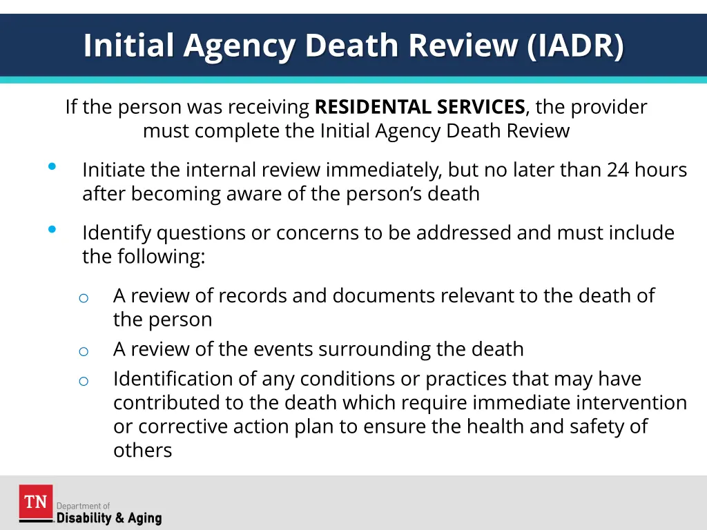 initial agency death review iadr