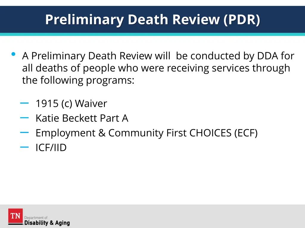 preliminary death review pdr