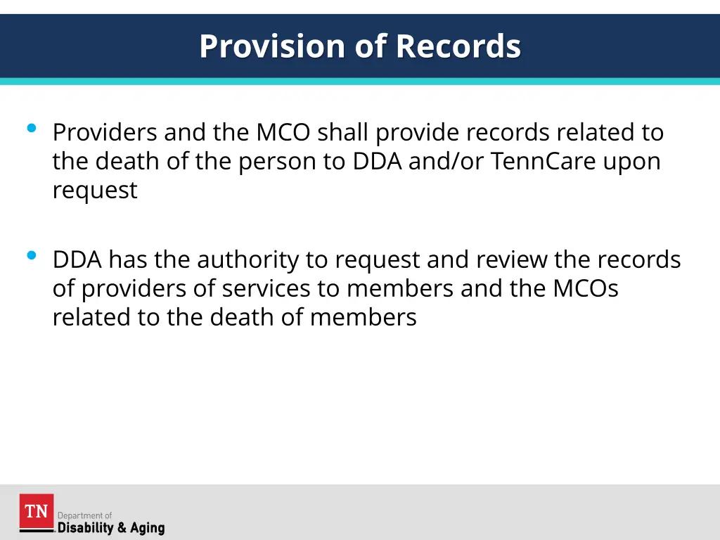 provision of records