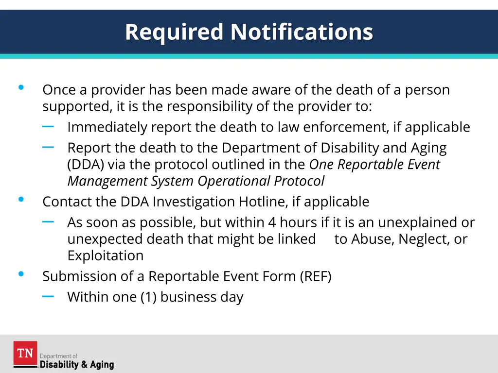 required notifications