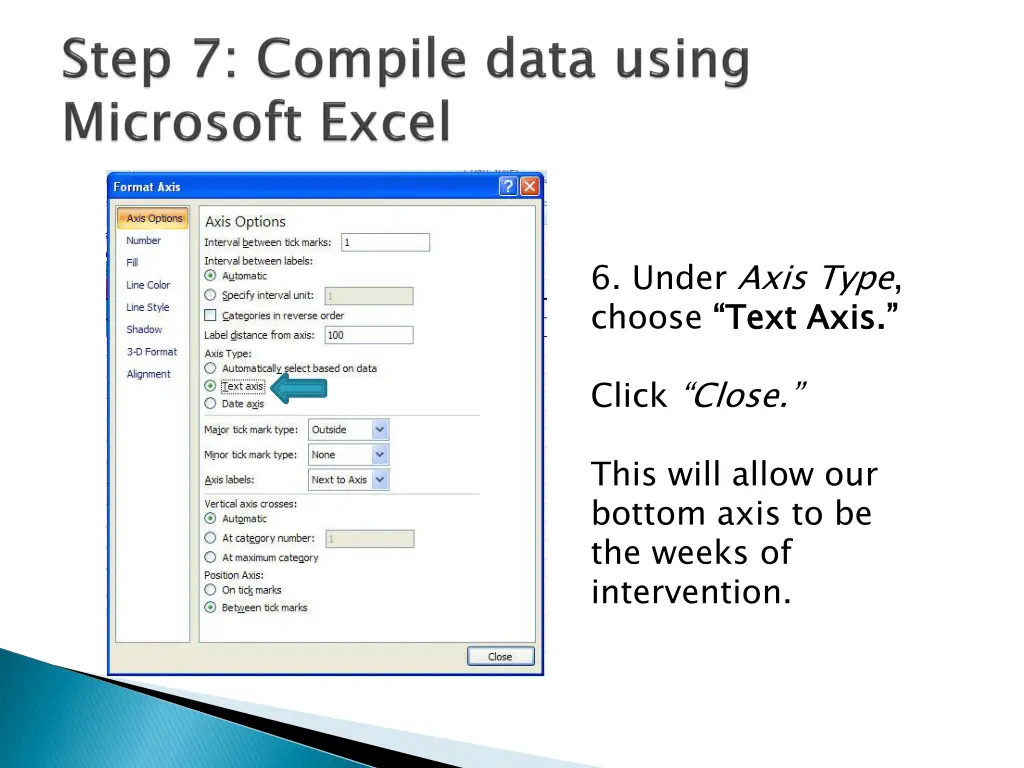 6 under axis type choose text axis