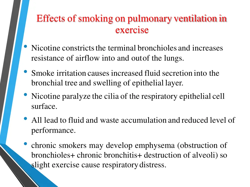 effects of smokingon pulmonaryventilationin