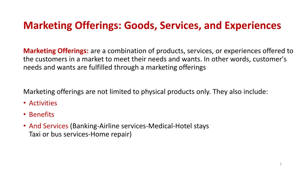 marketing offerings goods services and experiences