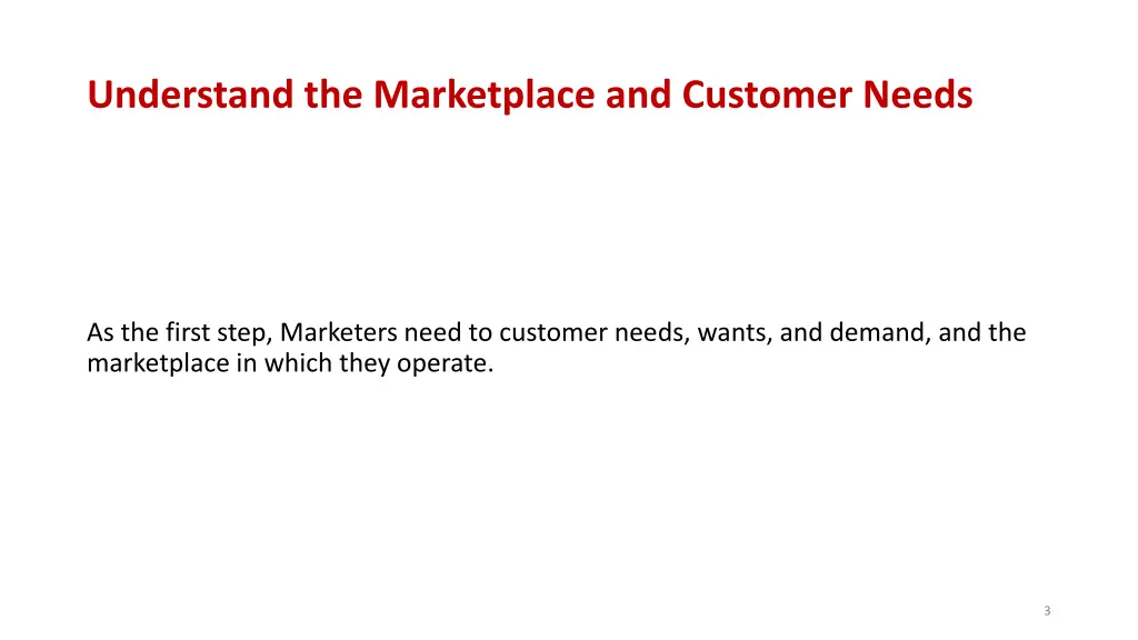 understand the marketplace and customer needs