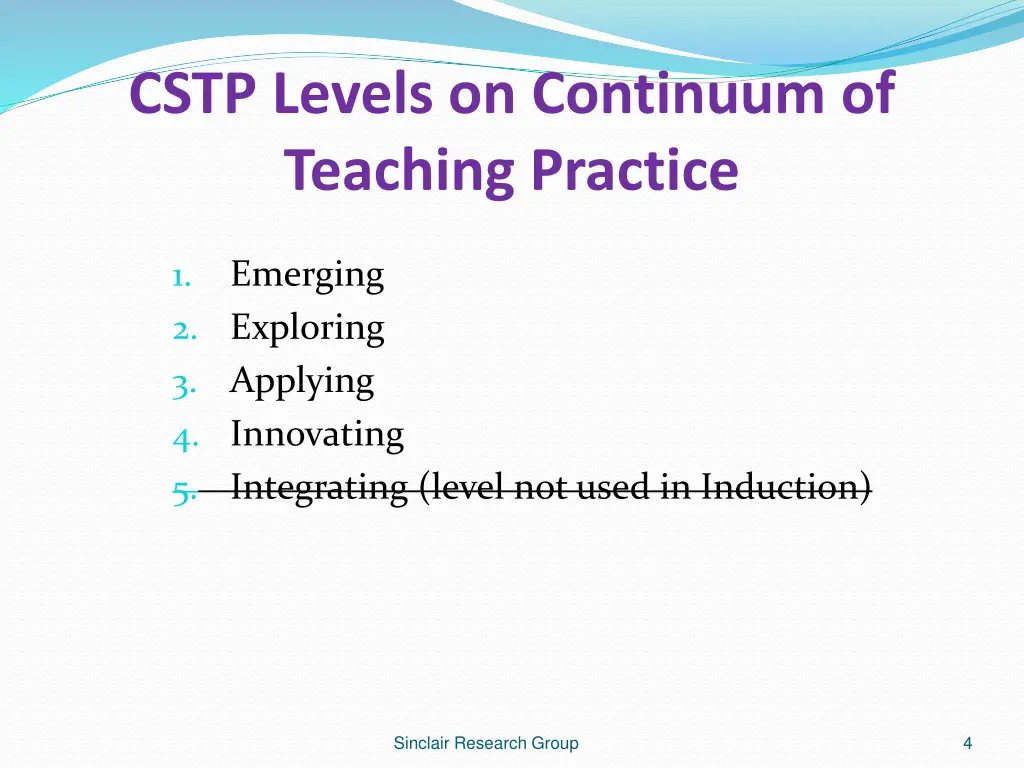 cstp levels on continuum of teaching practice