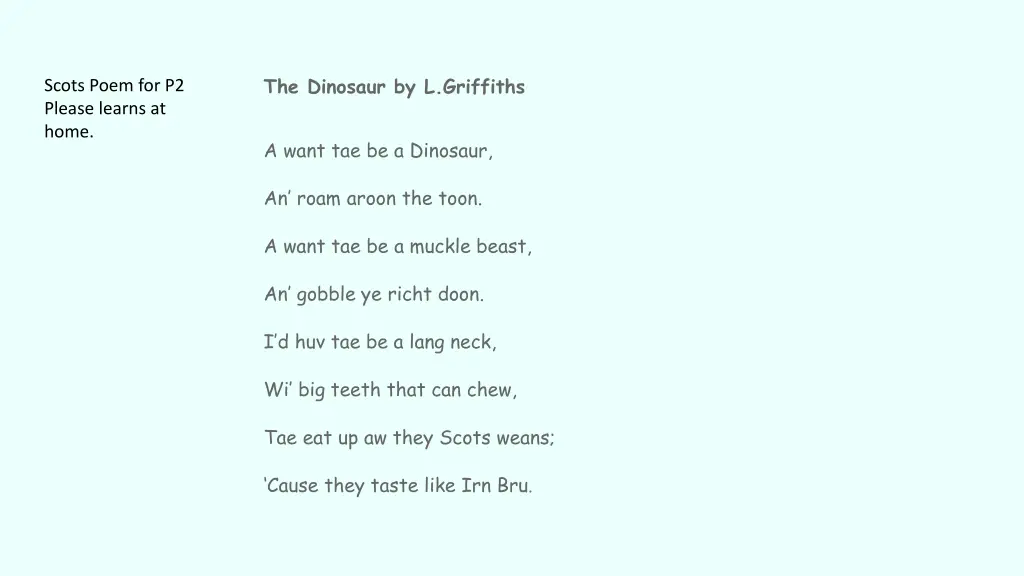 the dinosaur by l griffiths
