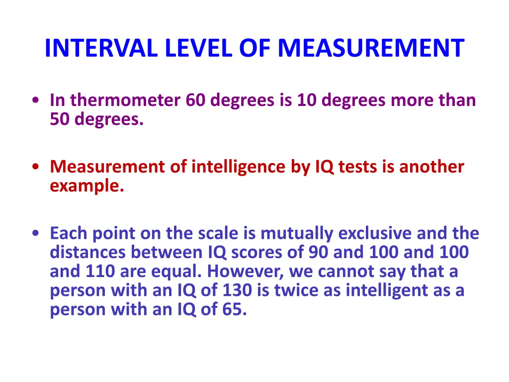 interval level of measurement