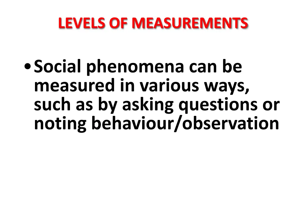 levels of measurements