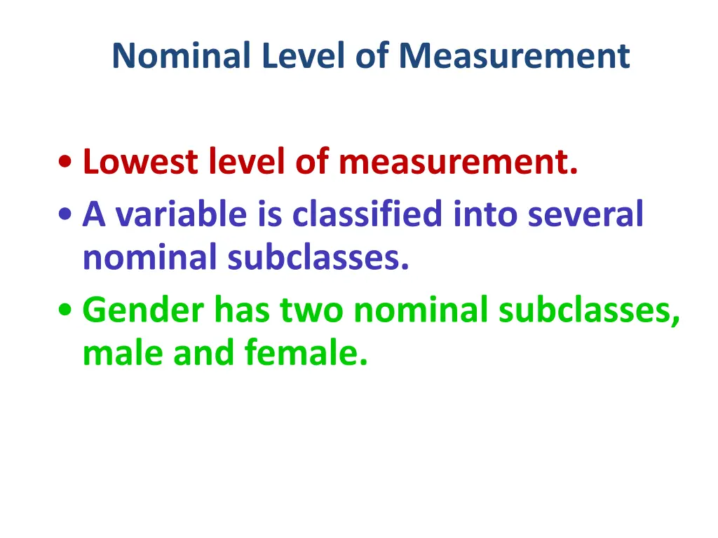 nominal level of measurement
