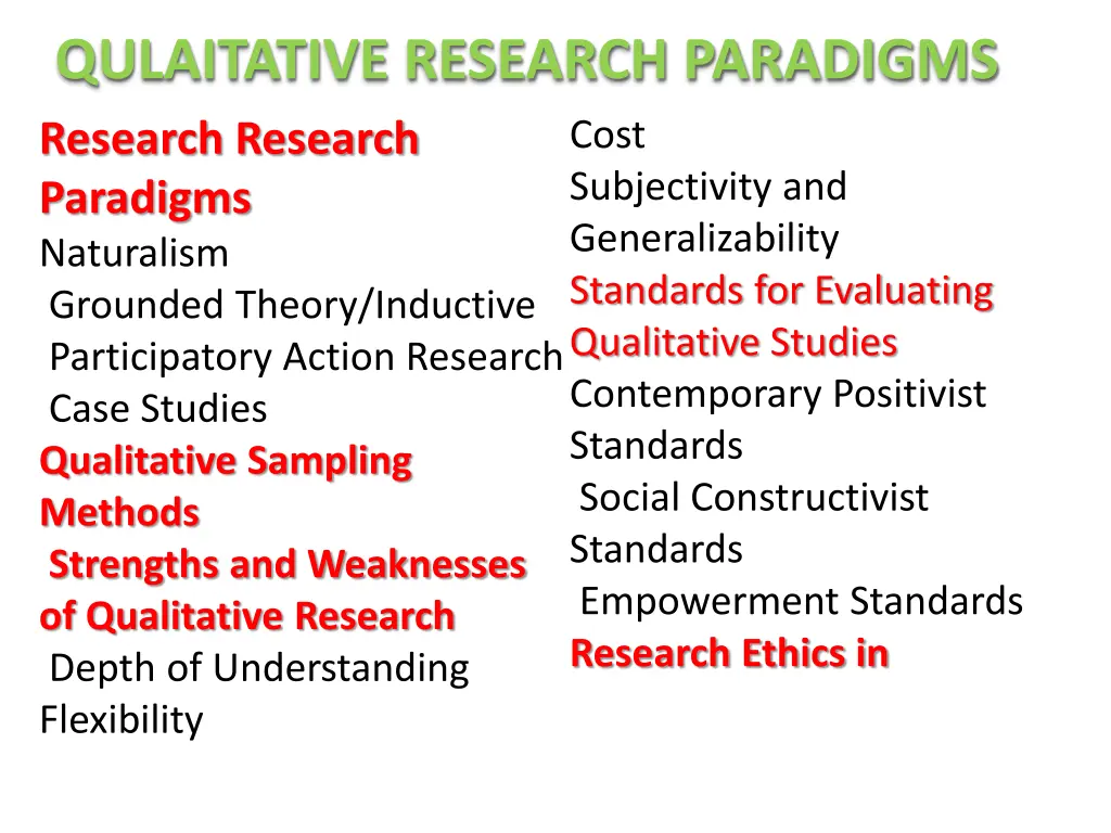 qulaitative research paradigms