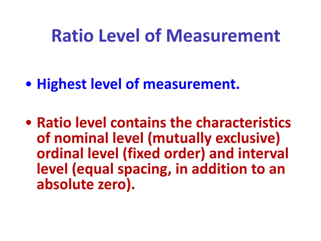 ratio level of measurement