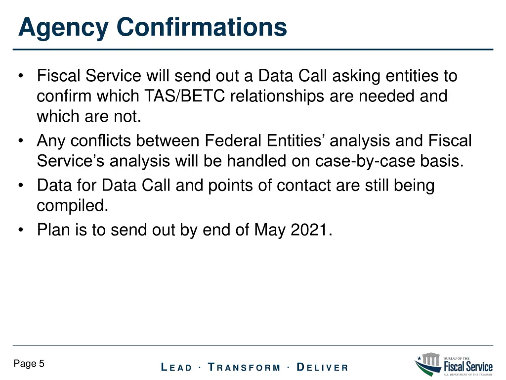 agency confirmations