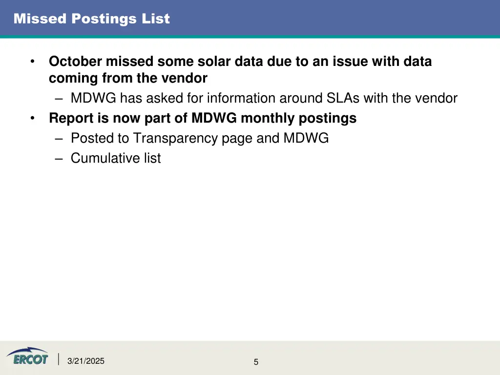 missed postings list