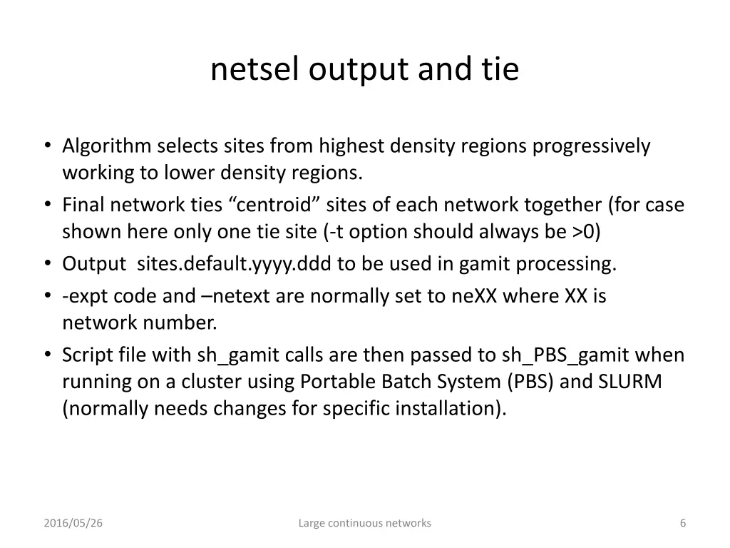 netsel output and tie