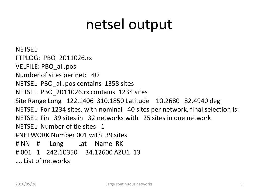 netsel output