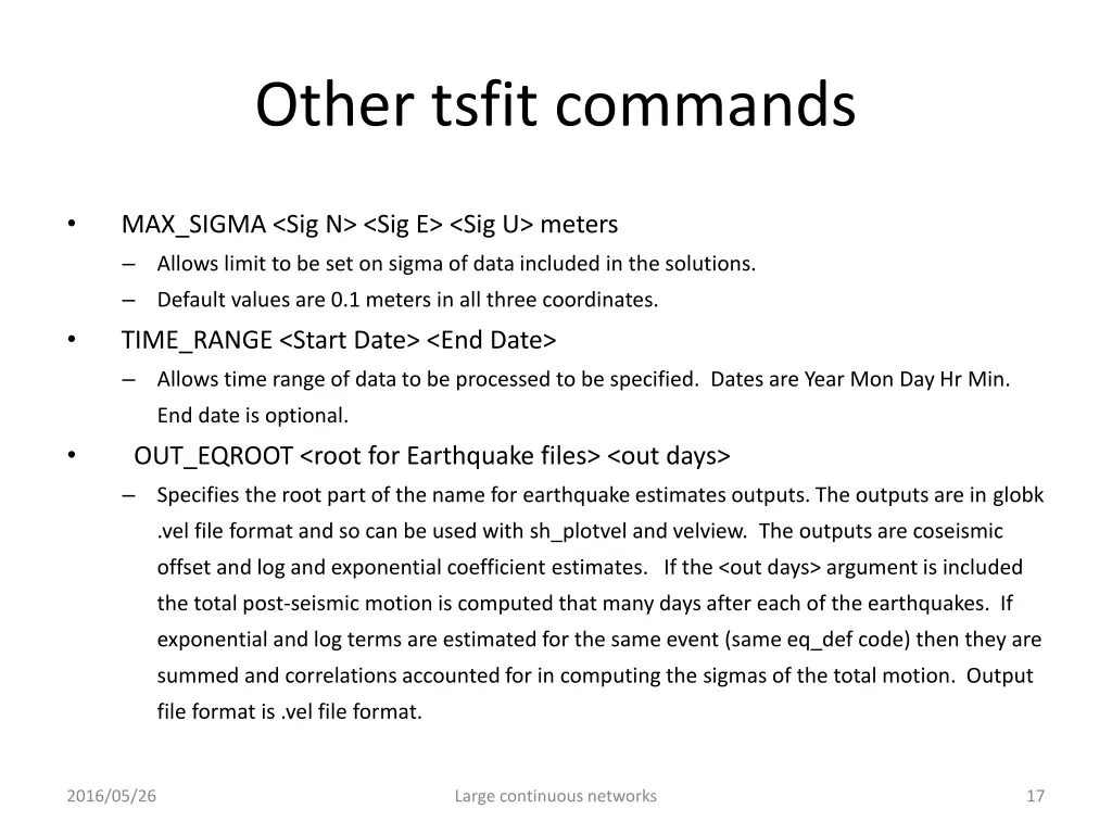 other tsfit commands 1