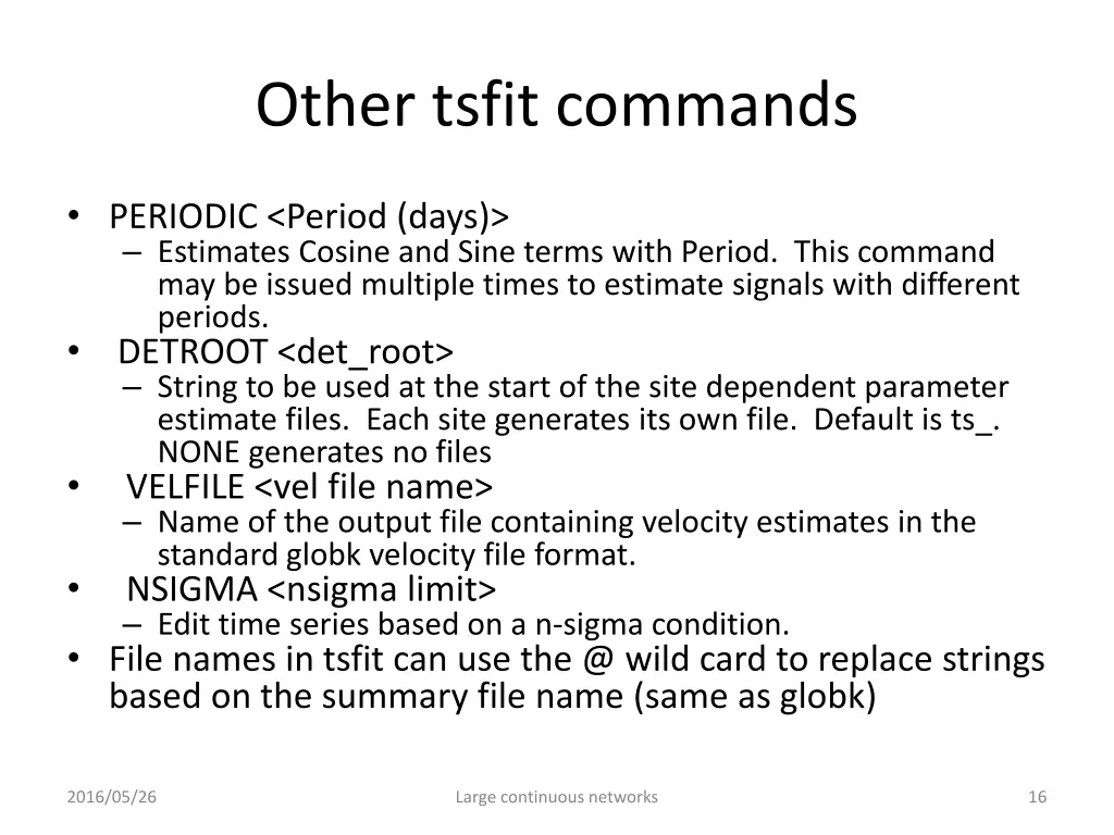 other tsfit commands