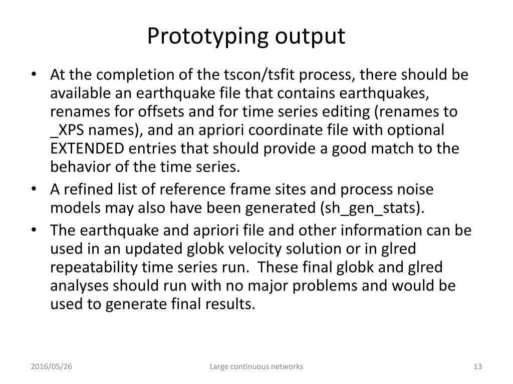 prototyping output