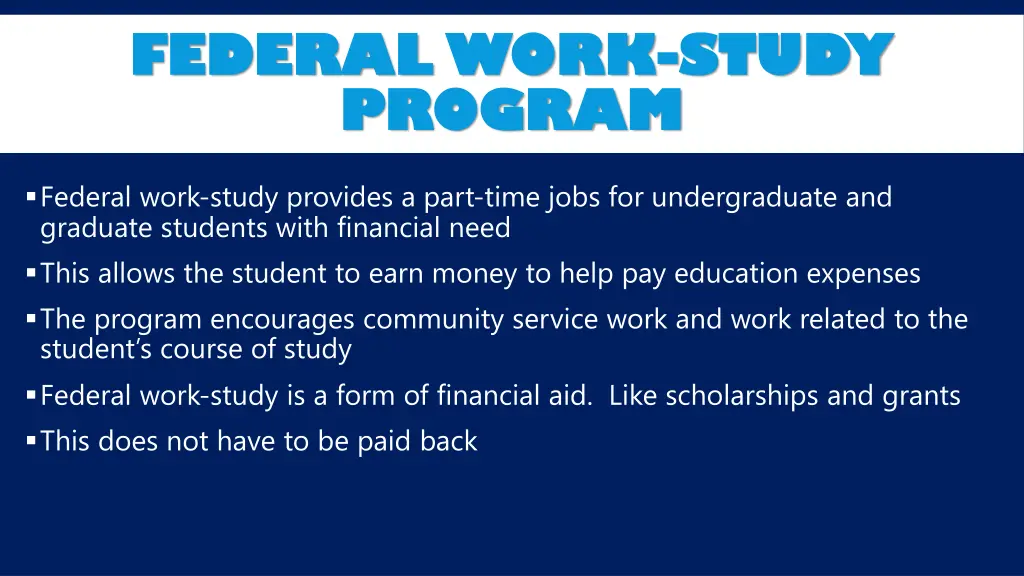 federal work federal work study program program