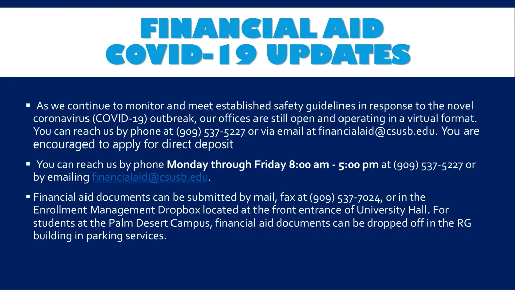 financial aid financial aid covid covid