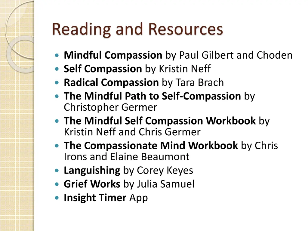 reading and resources