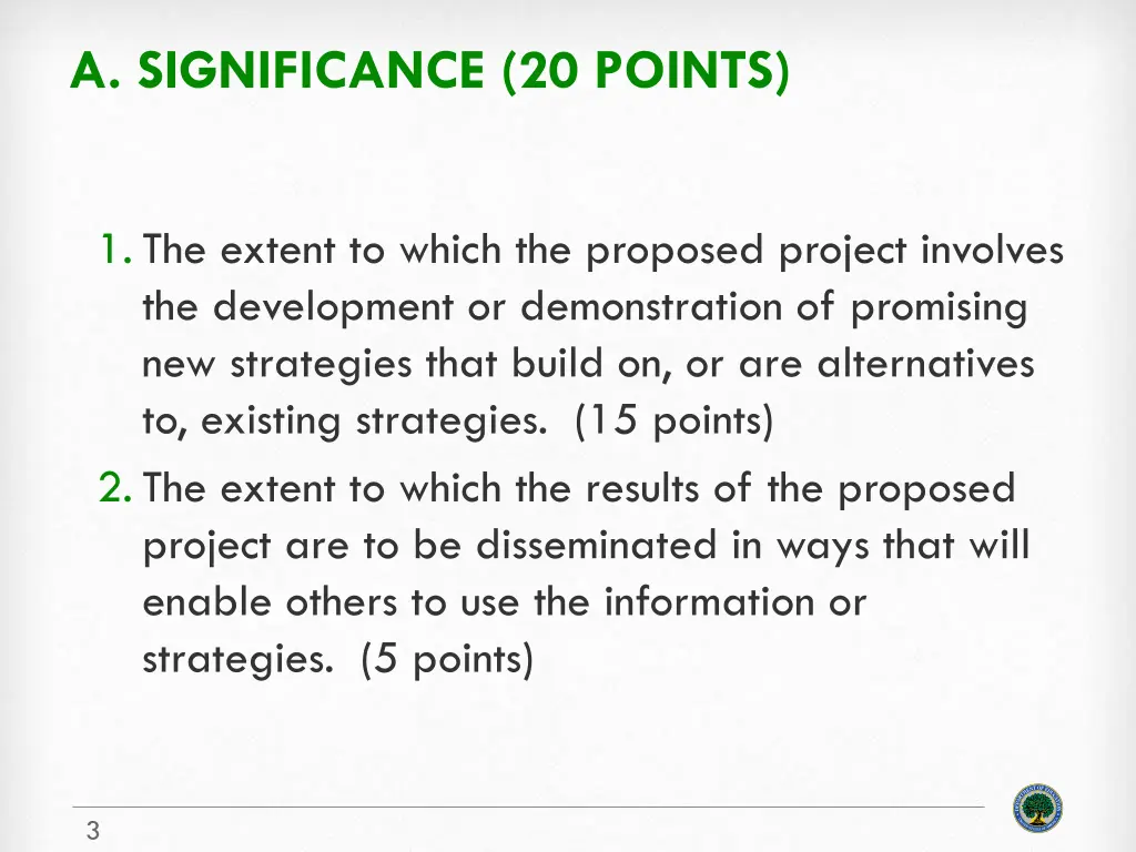 a significance 20 points