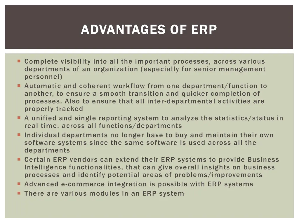 advantages of erp advantages of erp