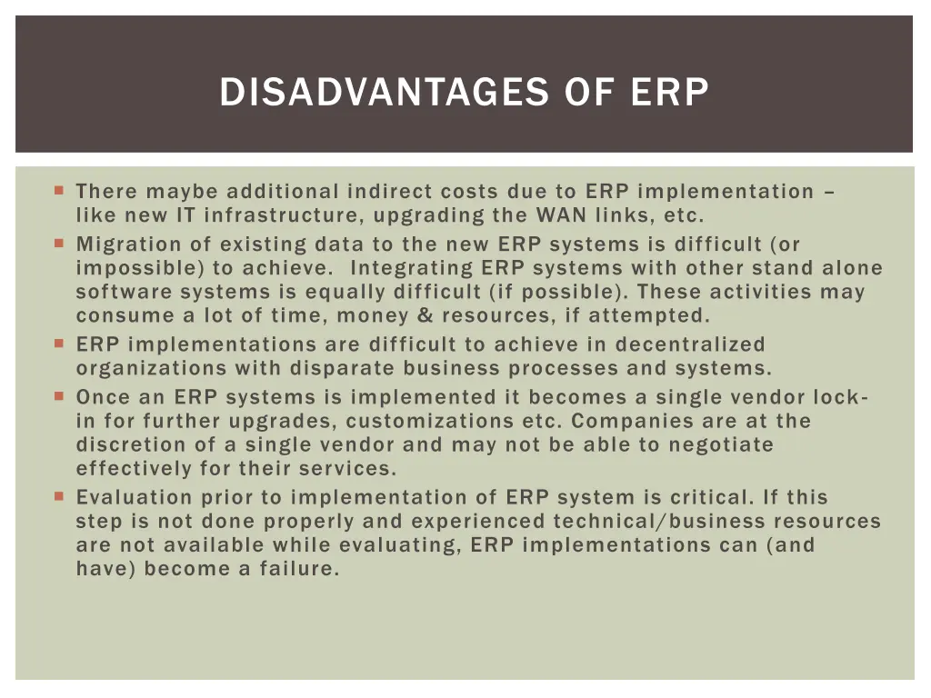 disadvantages of erp