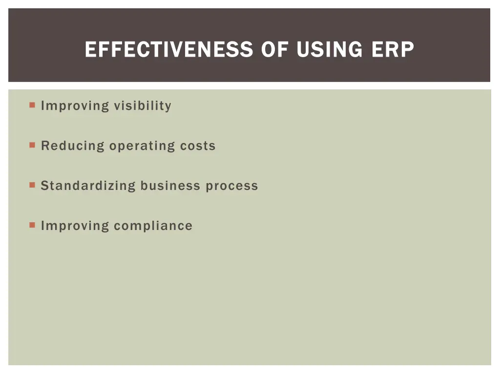 effectiveness of using effectiveness of using erp