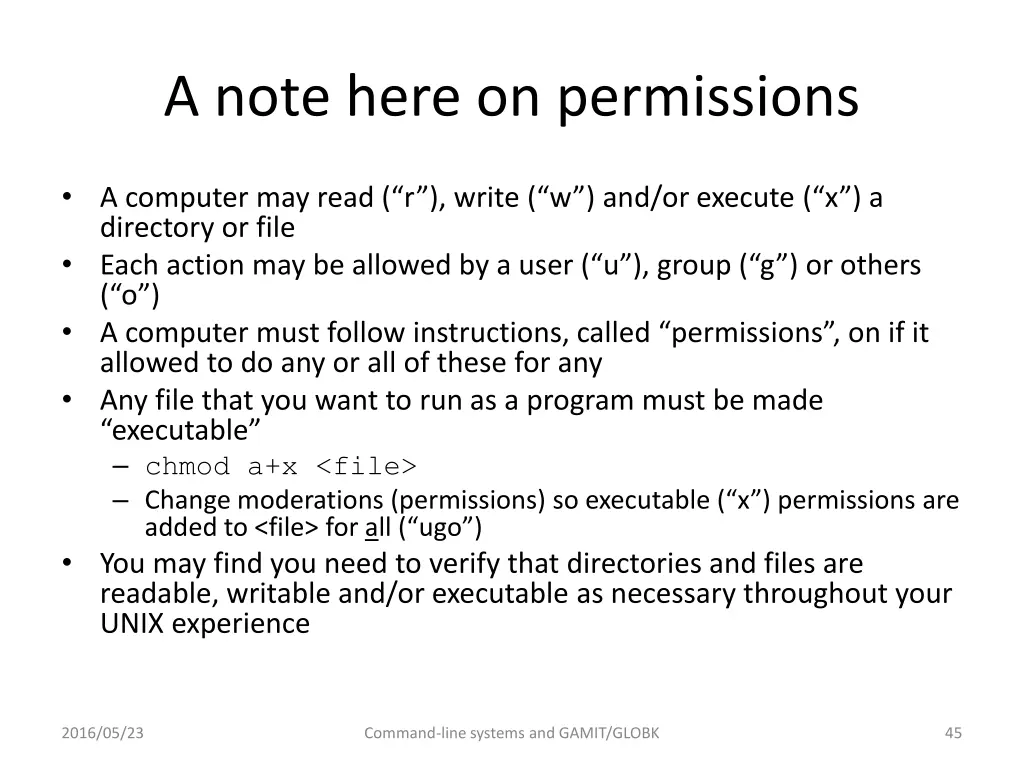 a note here on permissions
