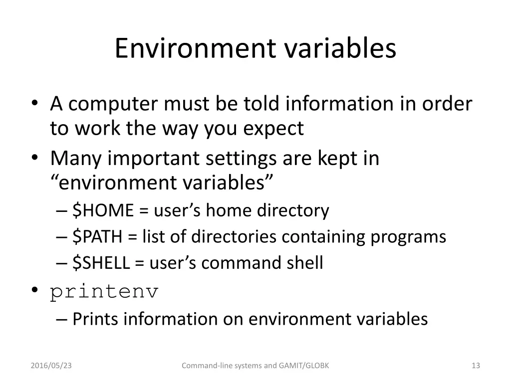 environment variables