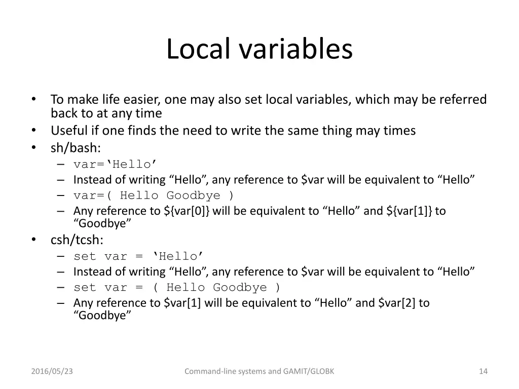 local variables