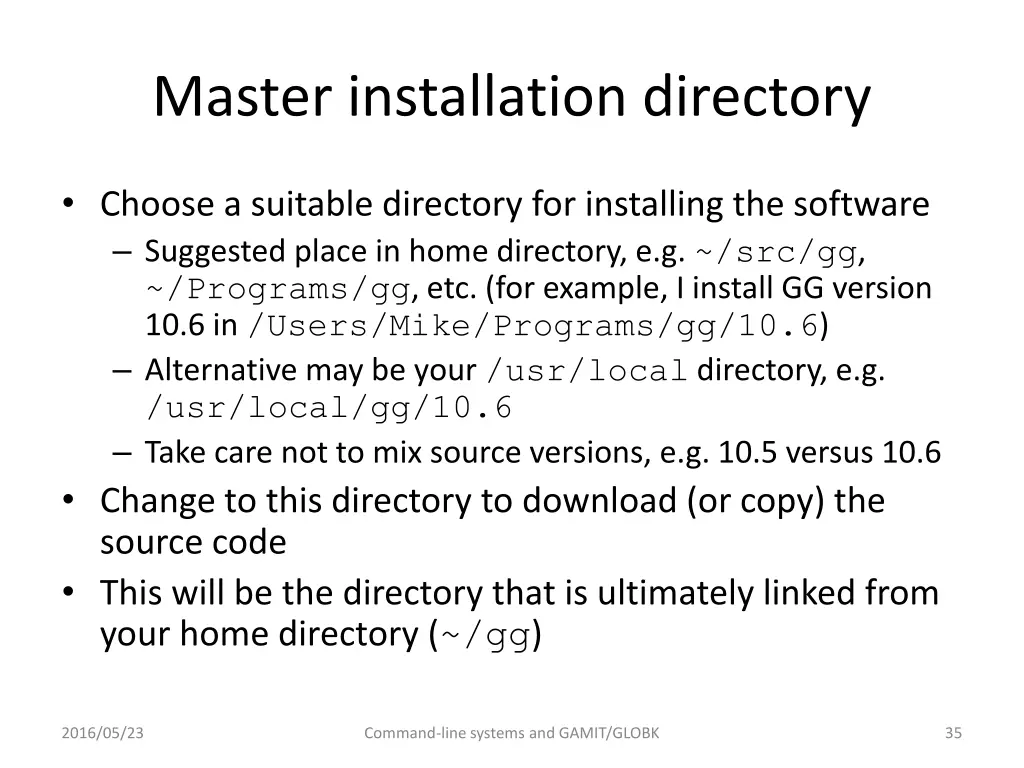 master installation directory 1