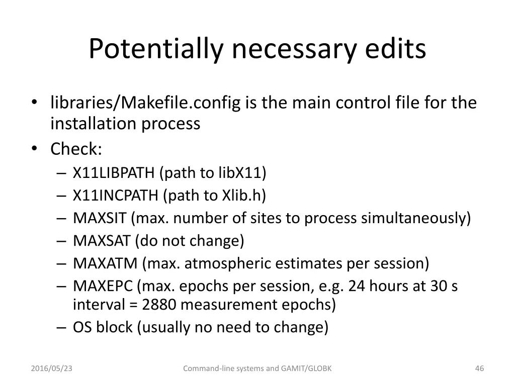 potentially necessary edits