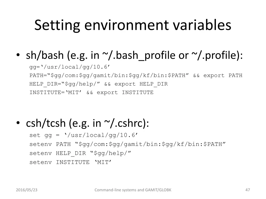 setting environment variables