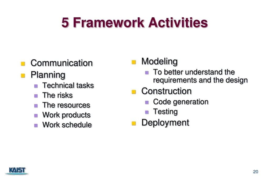 5 framework activities