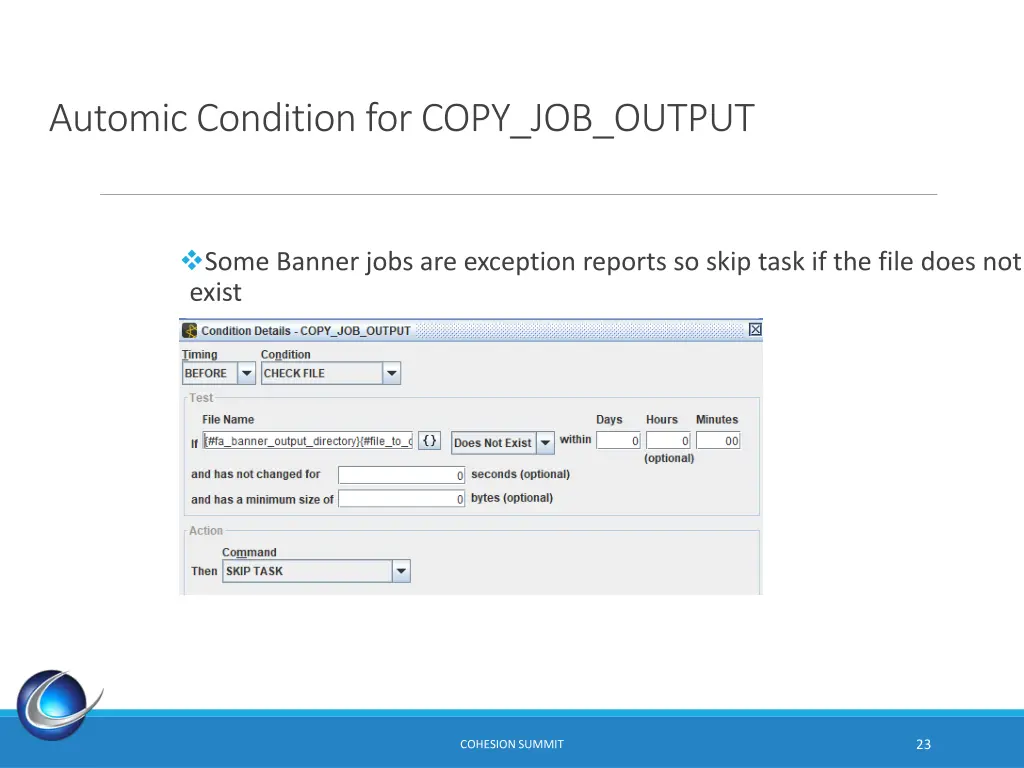 automic condition for copy job output