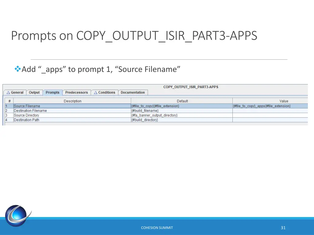 prompts on copy output isir part3 apps