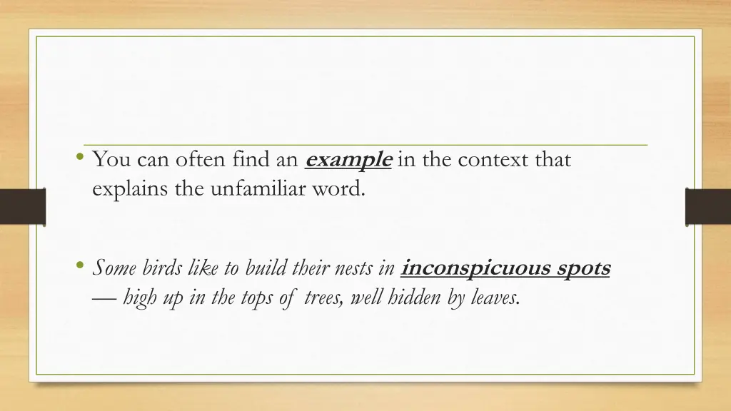 you can often find an example in the context that