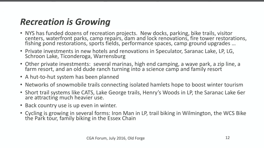 recreation is growing