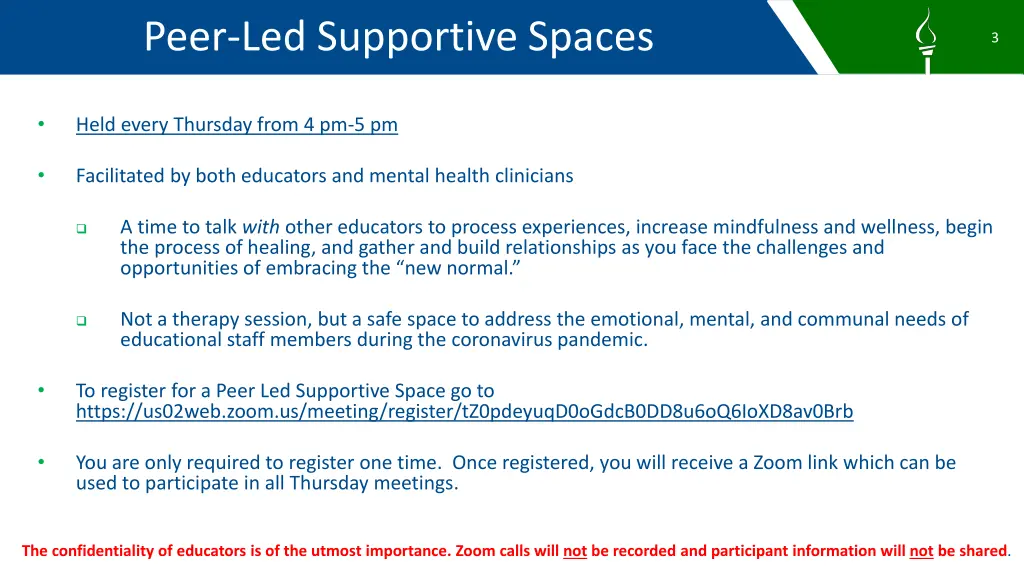 peer led supportive spaces