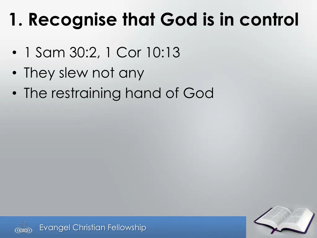 1 recognise that god is in control