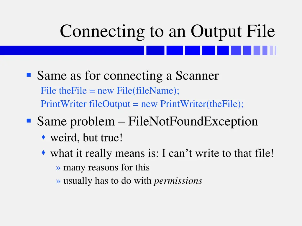 connecting to an output file
