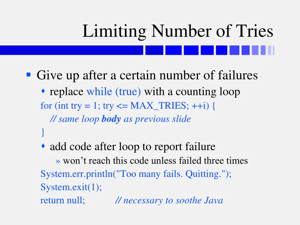 limiting number of tries
