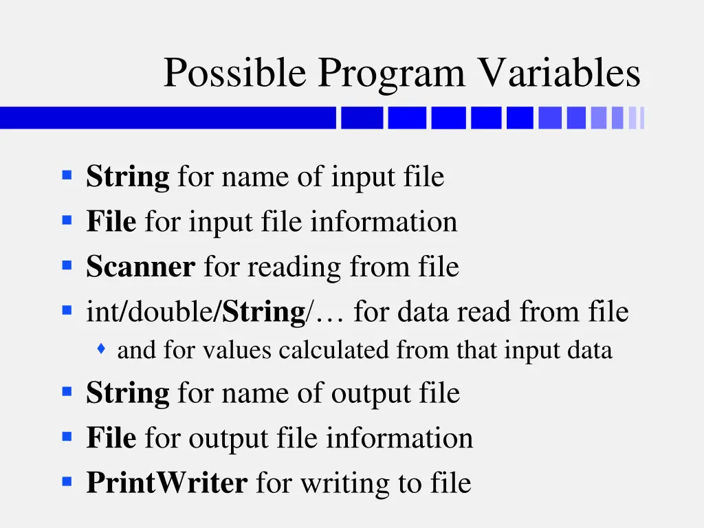 possible program variables