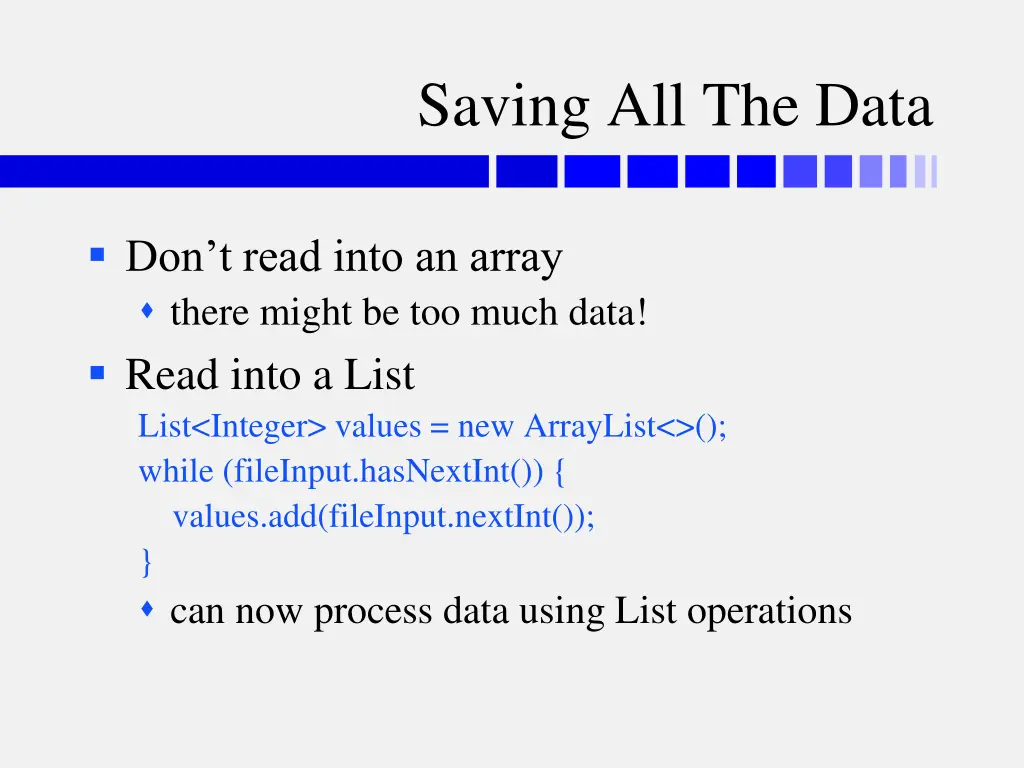 saving all the data