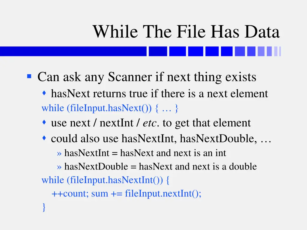 while the file has data