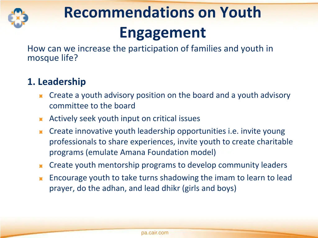 recommendations on youth engagement